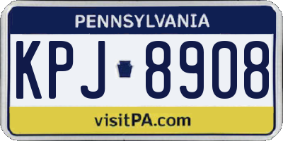 PA license plate KPJ8908