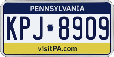 PA license plate KPJ8909