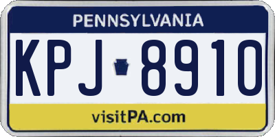 PA license plate KPJ8910