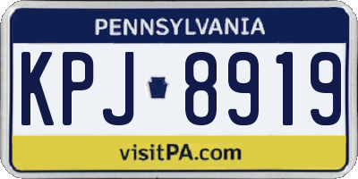 PA license plate KPJ8919