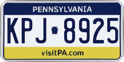 PA license plate KPJ8925