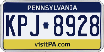 PA license plate KPJ8928
