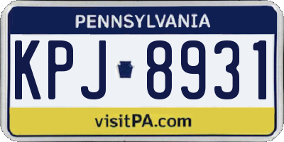 PA license plate KPJ8931