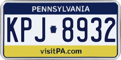 PA license plate KPJ8932
