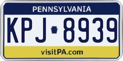 PA license plate KPJ8939