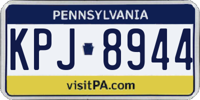 PA license plate KPJ8944