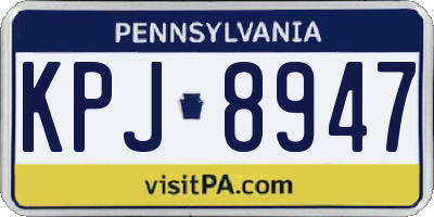 PA license plate KPJ8947