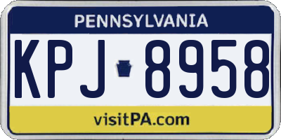 PA license plate KPJ8958