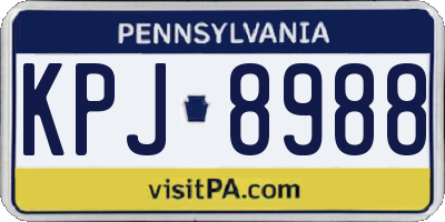 PA license plate KPJ8988