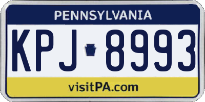 PA license plate KPJ8993