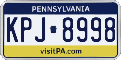 PA license plate KPJ8998