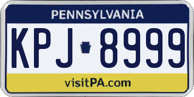PA license plate KPJ8999