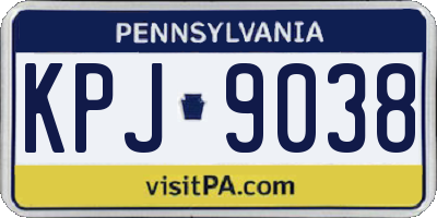 PA license plate KPJ9038