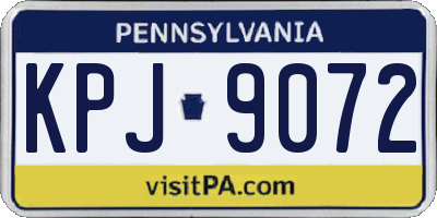 PA license plate KPJ9072