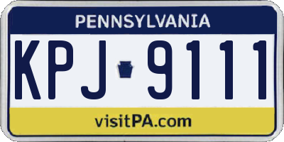 PA license plate KPJ9111