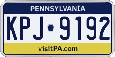 PA license plate KPJ9192