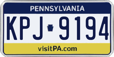 PA license plate KPJ9194