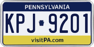 PA license plate KPJ9201
