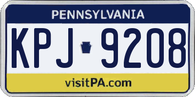 PA license plate KPJ9208