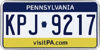 PA license plate KPJ9217