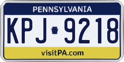 PA license plate KPJ9218