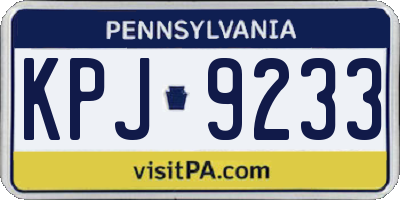 PA license plate KPJ9233