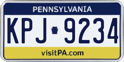 PA license plate KPJ9234