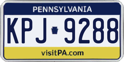 PA license plate KPJ9288