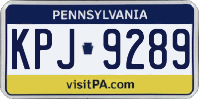 PA license plate KPJ9289
