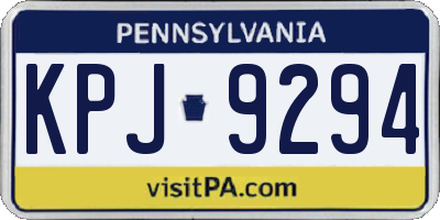 PA license plate KPJ9294