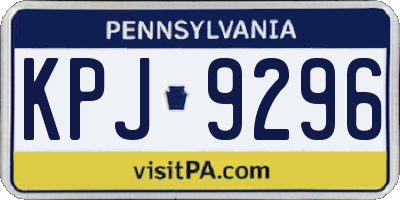 PA license plate KPJ9296