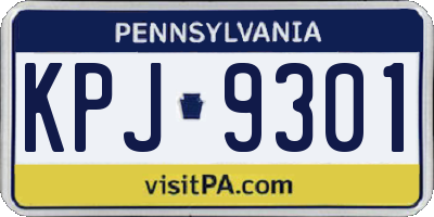 PA license plate KPJ9301