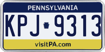 PA license plate KPJ9313