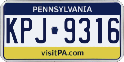 PA license plate KPJ9316