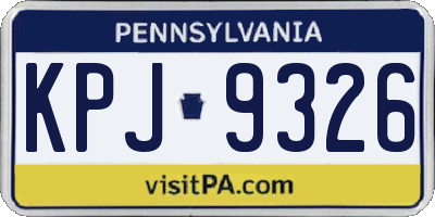 PA license plate KPJ9326