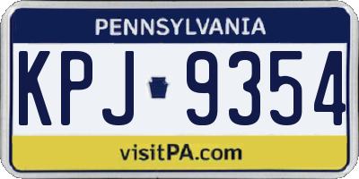 PA license plate KPJ9354