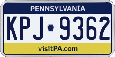 PA license plate KPJ9362