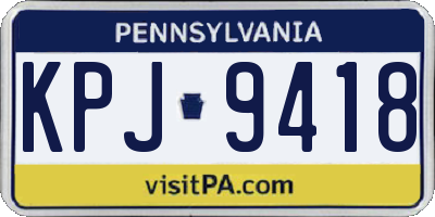 PA license plate KPJ9418