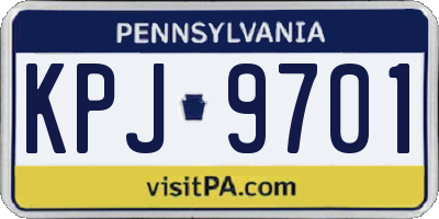 PA license plate KPJ9701