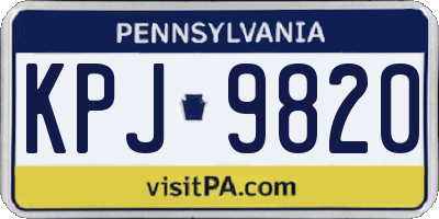 PA license plate KPJ9820