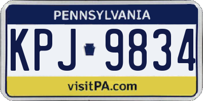 PA license plate KPJ9834
