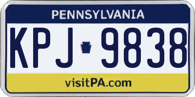 PA license plate KPJ9838