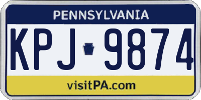 PA license plate KPJ9874