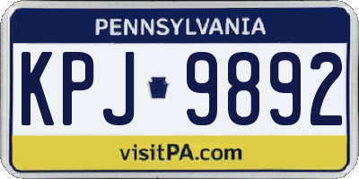 PA license plate KPJ9892