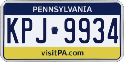 PA license plate KPJ9934