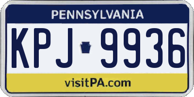 PA license plate KPJ9936
