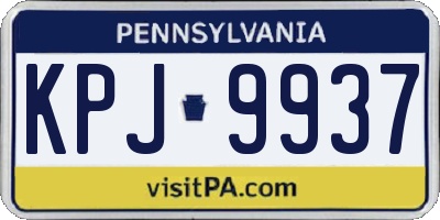 PA license plate KPJ9937