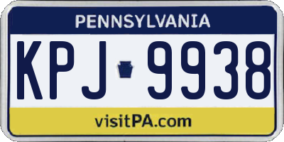 PA license plate KPJ9938