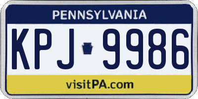 PA license plate KPJ9986