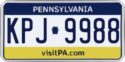 PA license plate KPJ9988